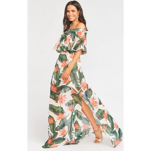 Show Me Your Mumu Hacienda Maxi Dress Ruffle Paradise Found Chiffon Size Small - Picture 3 of 7